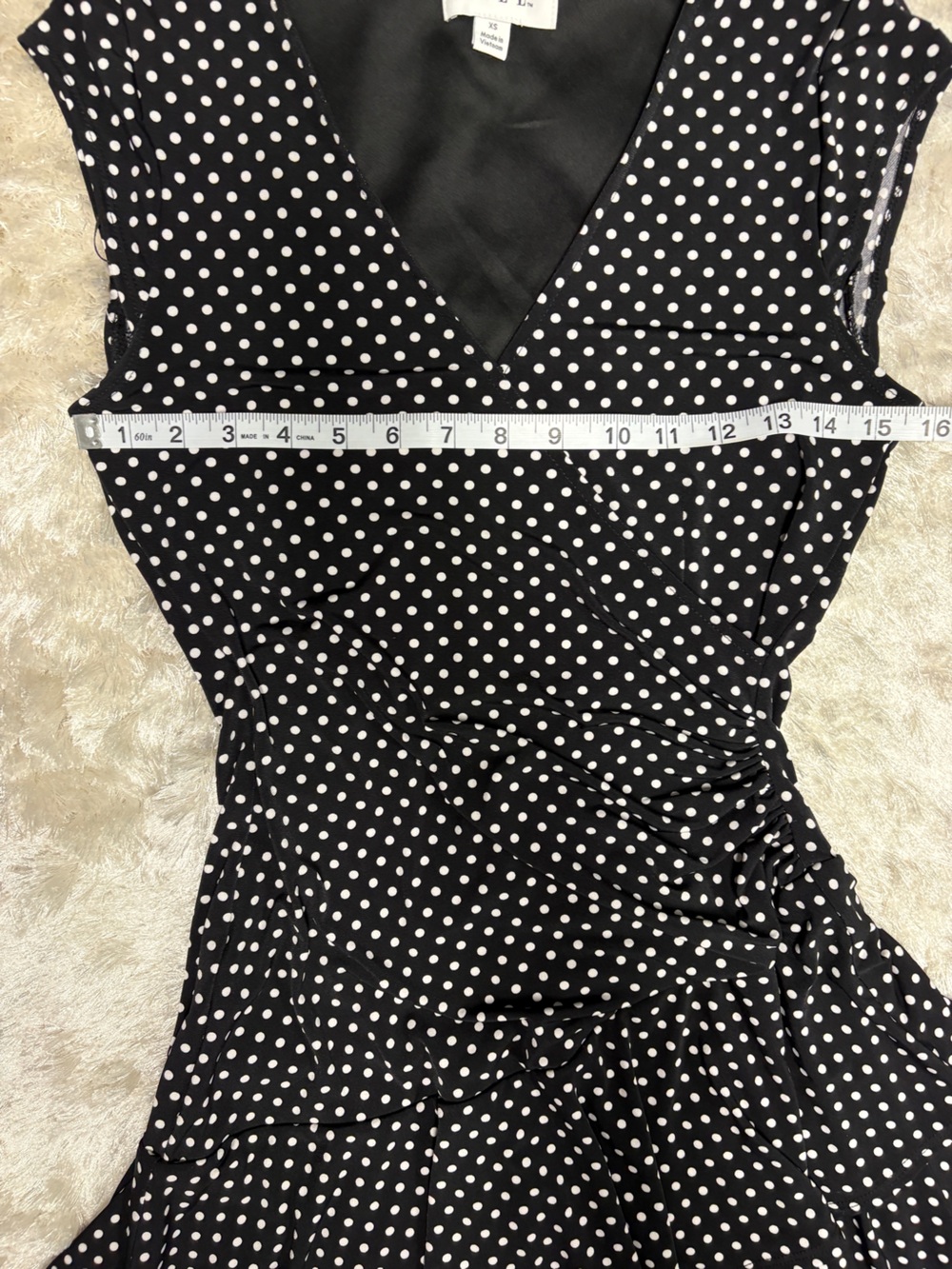 Elle Women’s Black Polka Dot Wrap Dress -A line - Picture 7 of 8